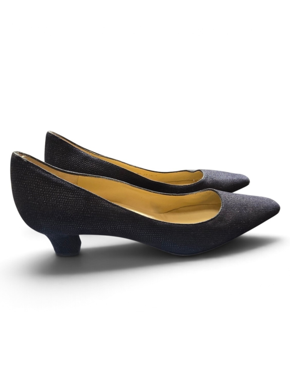 Bruno Magli Designer Black Sparkly Slip-on On Classy Low Womens Heels